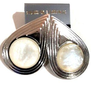 Silver tone  & Cream Teardrop Earrings – Elegant 1.5" Dainty Jewelry for Women